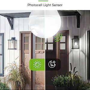 LOHAS Dusk to Dawn Sensor Light Bulbs Outdoor, A19 12W(100 Watt Equivalent) LED Bright Porch Lighting, Daylight White 5000K, 1100LM, Auto-On/Off, E26 Base for Outside, Garage, Patio, Yard, 2 Pack