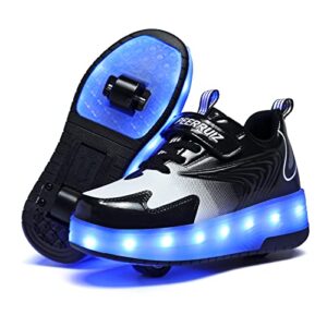 ehauuo roller skates shoes with usb charging, light up kid wheels shoes rechargeable led flashing roller shoes girls boys sneakers for birthday christmas children gift