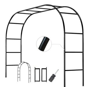 garden arch trellis for climbing plants outdoor garden arches and arbors wide garden arbor 7.9ft x 6.4ft or 4.9ft x 7.9ft metal trellis arch for grape rose vines and indoor party decoration (black)