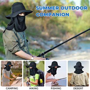 Sukeen Cooling Bucket Hat with Detachable Neck Flap and Face Mask, Sun Hat with UPF 50+,for Fishing Hiking Garden Desert