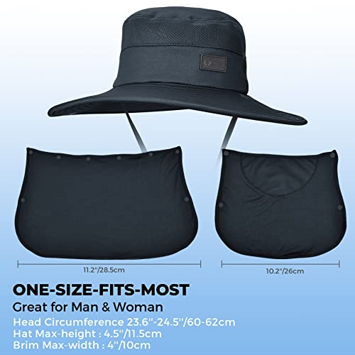 Sukeen Cooling Bucket Hat with Detachable Neck Flap and Face Mask, Sun Hat with UPF 50+,for Fishing Hiking Garden Desert