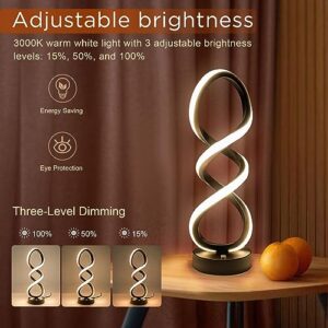 Adebime Modern Table Lamp, 7 Colors 10 Light Modes Spiral Design Table Lamp, Touch Dimmable Nightstand Lamp, Unique Bedside Lamp for Living Room, Bedroom, Cool Lamps for Ideal Gift, Black