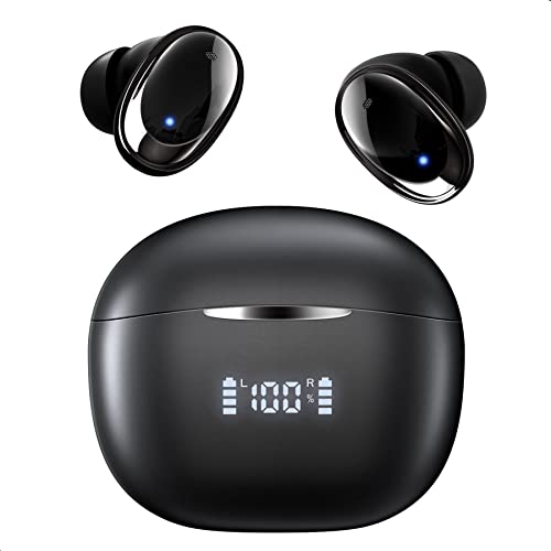 ZUFUPU Wireless Earbuds Bluetooth 5.3 Headphones 48H Playback LED Power Display Earphones with Wireless Charging Case IPX7 Waterproof in-Ear Earbuds with Mic for TV Smart Phone Computer Laptop Sports