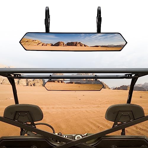 UTV Center Rear View Mirror, Aluminium alloy Convex Mirror fits 1.65"-2" Roll Bar Mount Compatible with Polaris RZR, Can am X3, Honda Pioneer, Kawasaki Mule, Yamaha