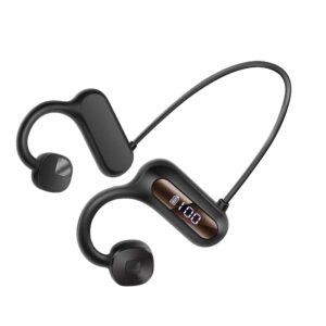 open ear headphones wireless bluetooth 5.3 air conduction headphones with with built-in mic, 30hrs sports headset with power display hifi stereo sound earphones for running, cycling, workouts (black)