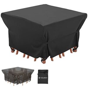 velway patio table chairs set cover square waterproof 74"lx74"wx28"h outdoor bistro dining set cover fire pit table cover furniture cover small rectangle ultra windproof uv-resistant