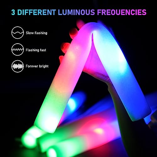 SHQDD 136PCS Glow in the Dark Party Supplies, 18 PCS Foam Glow Sticks, 18 PCS LED Glasses and 100PCS Glow Sticks Bracelets,Neon Party Favors for Glow Party, Wedding, Concert,Raves and Birthday