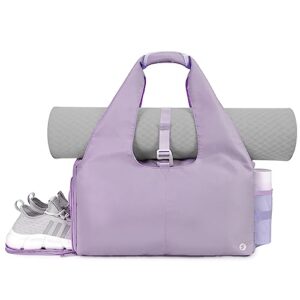sportsnew yoga gym bags for women with shoes compartment and wet dry storage pockets with adjustable yoga mat holder, purple