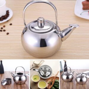 Stainless Steel Kettle Heat Resistant Handle Stovetop Kettle Camping Tea Coffee Pot with Insulated Handle Teapot with Filter Outdoor Hiking Gear Portable Teapot Lightweight Camping Cookware (1L)