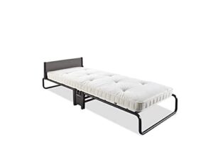 jay-be inspire cot folding bed with micro e-pocket spring mattress and headboard, regular, black frame