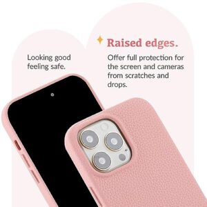 Luner - for iPhone 14 Pro (6.1") - Vegan Leather Phone Case [Compatible with MagSafe] for Women and Girls - Pink