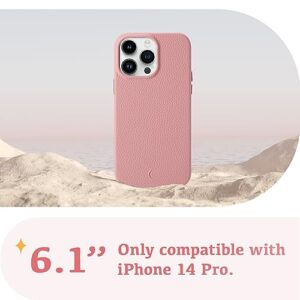 Luner - for iPhone 14 Pro (6.1") - Vegan Leather Phone Case [Compatible with MagSafe] for Women and Girls - Pink