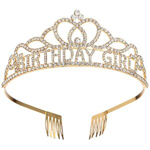 wllhyf birthday crowns for women, tiara for girls rhinestone crystal decor headband glitter crystal hair accessories for party