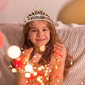 WLLHYF Birthday Crowns for Women, Tiara for Girls Rhinestone Crystal Decor Headband Glitter Crystal Hair Accessories for Party