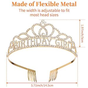 WLLHYF Birthday Crowns for Women, Tiara for Girls Rhinestone Crystal Decor Headband Glitter Crystal Hair Accessories for Party