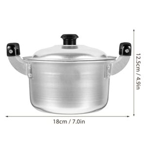 Kichvoe Stock Pot with Lid Pots Stock Pot Cooking Pan 16cm Hot Aluminum Pot Saucepan Small Pasta Pot Camping Cookware for Stovetop Stainless Steel Pot Korean Noodle Pot