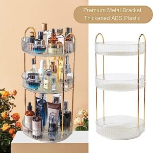 GYLBF 360°Rotating Makeup Organizer for Vanity 3 Tier, Bathroom Counter Organizer, Large Capacity Cosmetics Storage Vanity Shelf, Cosmetics Organizer for Perfume, Lotions Skin Care (White)