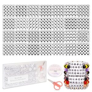 fziivqu 1450 pieces letter beads kit, 4x7 mm white acrylic alphabet beads for jewelry making number beads heart beads friendship bracelet beads making
