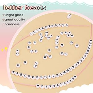 FZIIVQU 1450 Pieces Letter Beads Kit, 4x7 mm White Acrylic Alphabet Beads for Jewelry Making Number Beads Heart Beads Friendship Bracelet Beads Making