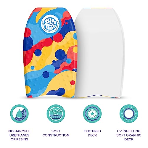 Bloo Tide 22in Mini Bodyboard // Foam Wax Free Soft Kickboard Bodyboard for Adults and Kids of All Levels