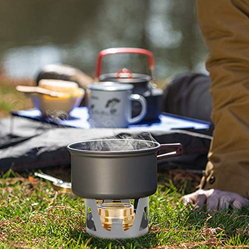 Srliya Alcohol Stove, Outdoor Portable Ultra Light Mini Cooking Spirit Burner Alcohol Fuel Stove BBQ Camping (Grey)