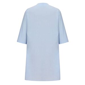 Women Half Sleeve Button Cotton Linen Dress Simple Solid Color Crewneck Loose Casual Fashion Beach Dresses