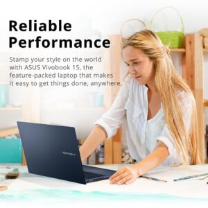 ASUS 2022 VivoBook 15 15.6" FHD Laptop, Intel Core i5-1240P, 16GB RAM, 256GB PCIe SSD, Intel Iris Xe Graphics, Backlit Keyboard, Fingerprint Reader, Wi-Fi 6, Win 11, Blue, 32GB Snowbell USB Card