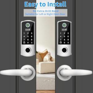 BEBASIA Fingerprint Door Lock with 2 Level Handles, Smart Door Lock, Keyless Entry Door Lock, Door Locks with Keypads, 300+ Users, Anti-Peeping Password, Auto Lock & One Touch Unlock (Satin Nickel)