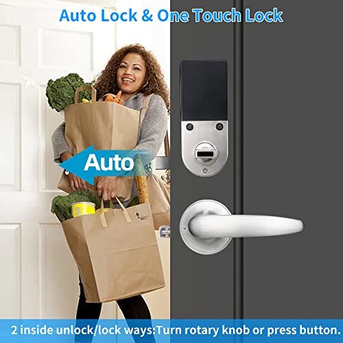 BEBASIA Fingerprint Door Lock with 2 Level Handles, Smart Door Lock, Keyless Entry Door Lock, Door Locks with Keypads, 300+ Users, Anti-Peeping Password, Auto Lock & One Touch Unlock (Satin Nickel)