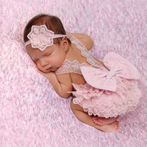 Newborn Photography Outfits Girl Newborn Photography Props Lace Romper Newborn Baby Photo Shoot Outfits Girls Photo Props YLSTEED (Strap Style - Pink)