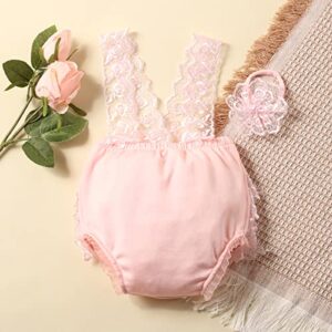 Newborn Photography Outfits Girl Newborn Photography Props Lace Romper Newborn Baby Photo Shoot Outfits Girls Photo Props YLSTEED (Strap Style - Pink)