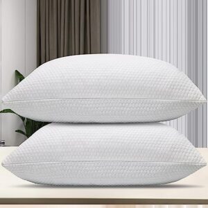 nctoberows bed pillows for sleeping, shredded memory foam pillows standard size set of 2 pack adjustable cooling pillows for side and back sleeper with washable removable cover.