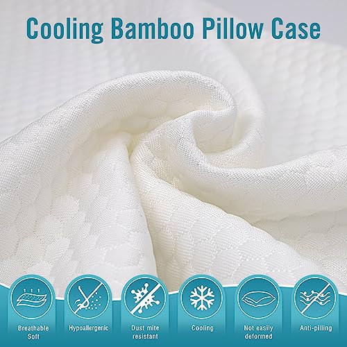 Nctoberows Bed Pillows for Sleeping, Shredded Memory Foam Pillows Standard Size Set of 2 Pack Adjustable Cooling Pillows for Side and Back Sleeper with Washable Removable Cover.