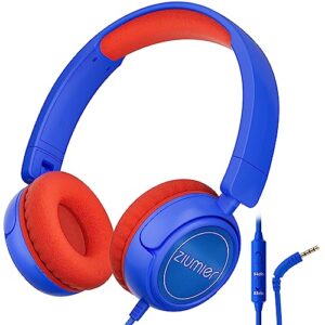 ziumier kids headphones wired, headphones for kids with microphone for boys girls, 85db/ 94db volume limited, foldable toddler headphones for school airplane travel,ipad, fire tablet, kindle