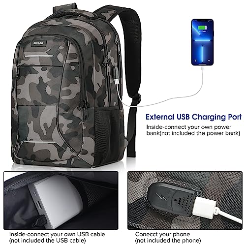 BIKROD Backpack for Men, Large School Backpacks for Teens Water Resistant Travel Back Pack with USB Charging Port, Business Anti Theft Durable Computer Bag Gifts Fits 17.3 Inch Laptop