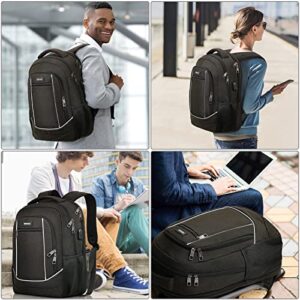 Travel Laptop Backpack for Men and Women, School Backpack for College Teen Boys and Girls, Student Bookbag 17 inch Laptop Compartment with USB Charging Port and Anti theft Poket, Black