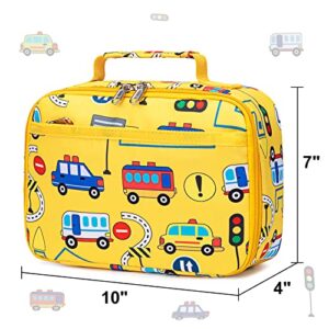 Lunch Box Kids Boys Insulated Lunch Cooler Bag Reusable Lunch Tote Kit for School Travel (Yellow City Street)