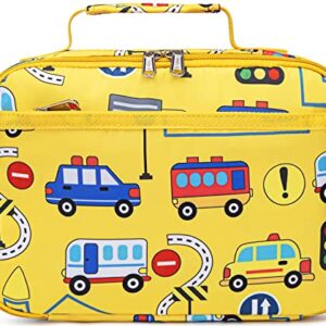 Lunch Box Kids Boys Insulated Lunch Cooler Bag Reusable Lunch Tote Kit for School Travel (Yellow City Street)