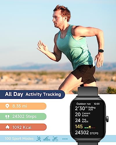 TOOBUR Smart Watch for Men Women Alexa Built-in, 1.95" Fitness Tracker with Answer/Make Calls, IP68 Waterproof/Heart Rate/Blood Oxygen/Sleep Tracker/100 Sports, Fitness Watch Compatible Android iOS