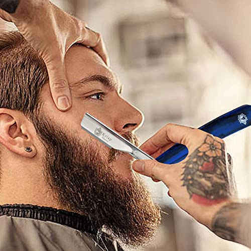 Krisp Beauty Professional Classic Straight Edge Barber Razor 2mm Exposed Blade For Close Shaving - Salon Quality Manual Men's Beard Cut Throat Shavette With 10 Shaving Blades