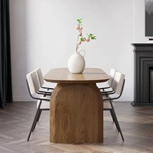 homary 70.9" Japandi Dining Table for 6, Modern Solid Wood Top Oval Table for Dining Room, Kitchen, Living Room