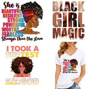 black women iron on patches for clothing t-shirts heat press decals design washable iron on sticker 6pcs decoration applique