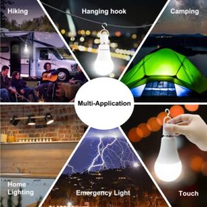 Rechargeable Emergency LED Bulb JackonLux Multi-Function Battery Backup Emergency Light For Power Outage Camping Outdoor Activity Hurricane 9W 800LM 60W Equivalent Soft White 3000K E26 120 Volt 1 Pack