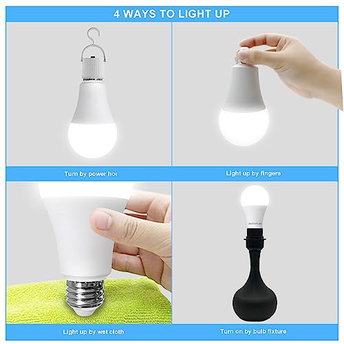 Rechargeable Emergency LED Bulb JackonLux Multi-Function Battery Backup Emergency Light For Power Outage Camping Outdoor Activity Hurricane 9W 800LM 60W Equivalent Soft White 3000K E26 120 Volt 1 Pack