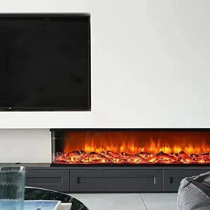 BNNP Home Decor Fireplace Electric Fireplace LED Fake Fire Flame 47" Recessed Fireplace Thin Insert, Wall Mounted and in Wall Easy Installation with Remote Control Country Style Electric Fireplace