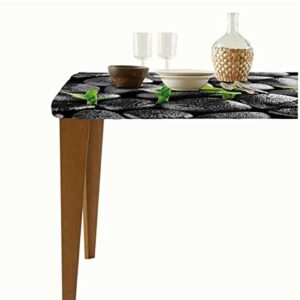 NJZOXR Basalt Stones Bamboo Fitted Tablecloth Rectangle Table Cover - Table Cloth - Fitted Table Covers for 5 Foot Tables