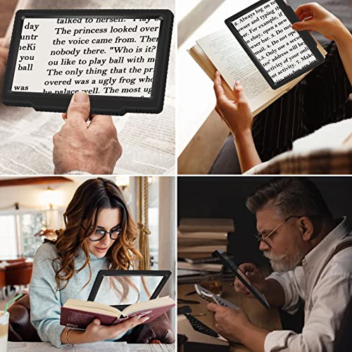 5X Full-Page Magnifying Glass for Reading, Handheld Lightweight Magnifier Provide Large Page Viewing Area Perfect for Reading Small Prints and Low Vision Person Black