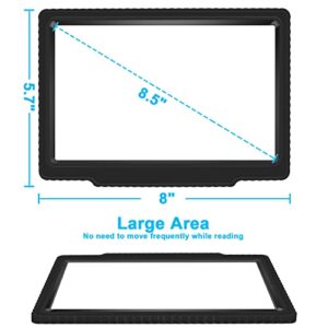 5X Full-Page Magnifying Glass for Reading, Handheld Lightweight Magnifier Provide Large Page Viewing Area Perfect for Reading Small Prints and Low Vision Person Black