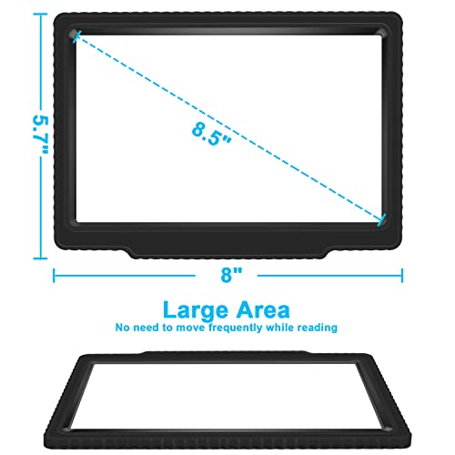 5X Full-Page Magnifying Glass for Reading, Handheld Lightweight Magnifier Provide Large Page Viewing Area Perfect for Reading Small Prints and Low Vision Person Black