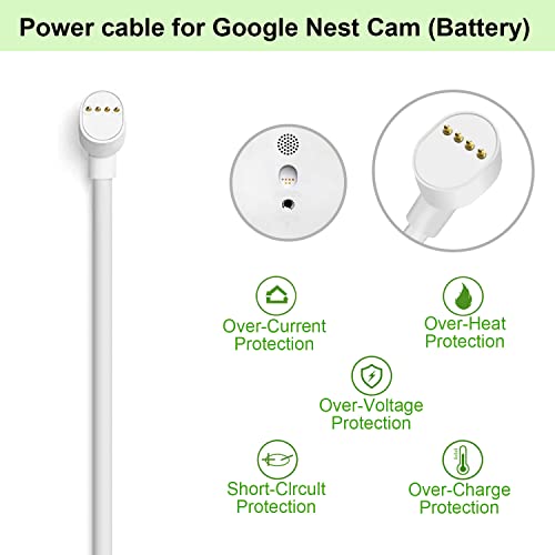 iMah 2-Pack 19.6FT Power Charging Cable Compatible with Google Nest Cam (Battery) Extended Charge Cord Weatherproof Camera Charger, 19.6ft (6m)